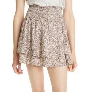 NWT Rails Addison Smocked Cheetah Print Linen-Blend Miniskirt – Size Small